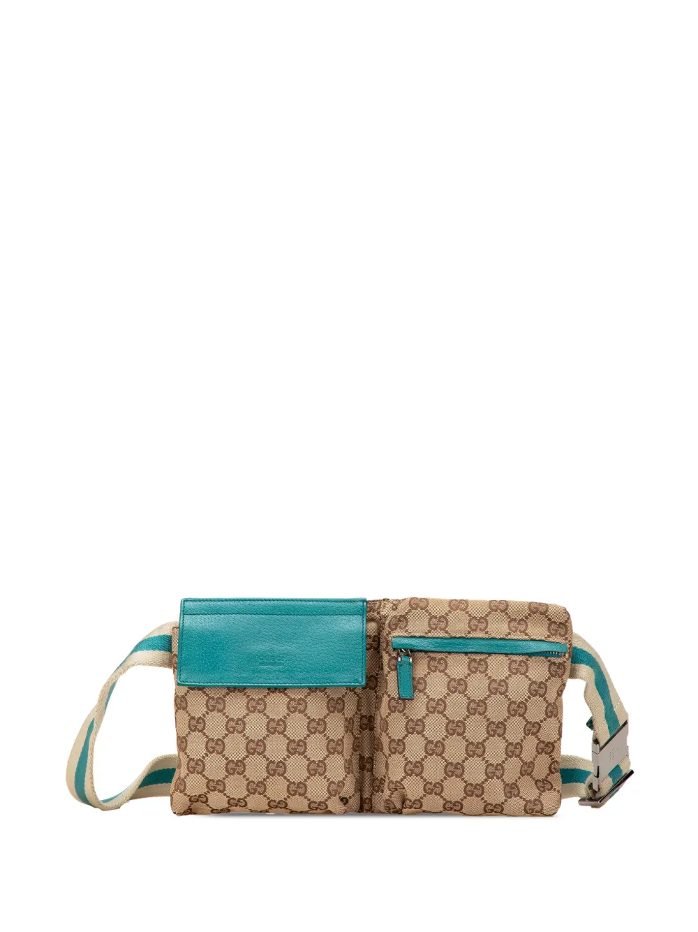 2000-2015 GG Canvas Web Double Pocket belt bag