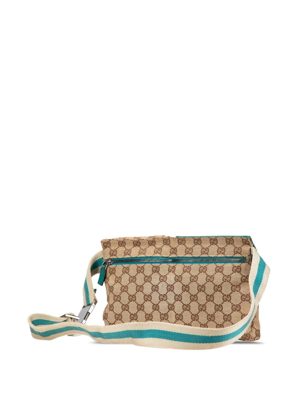 Pre-owned Gucci 2000-2015 Gg Canvas Web Double Pocket Belt Bag