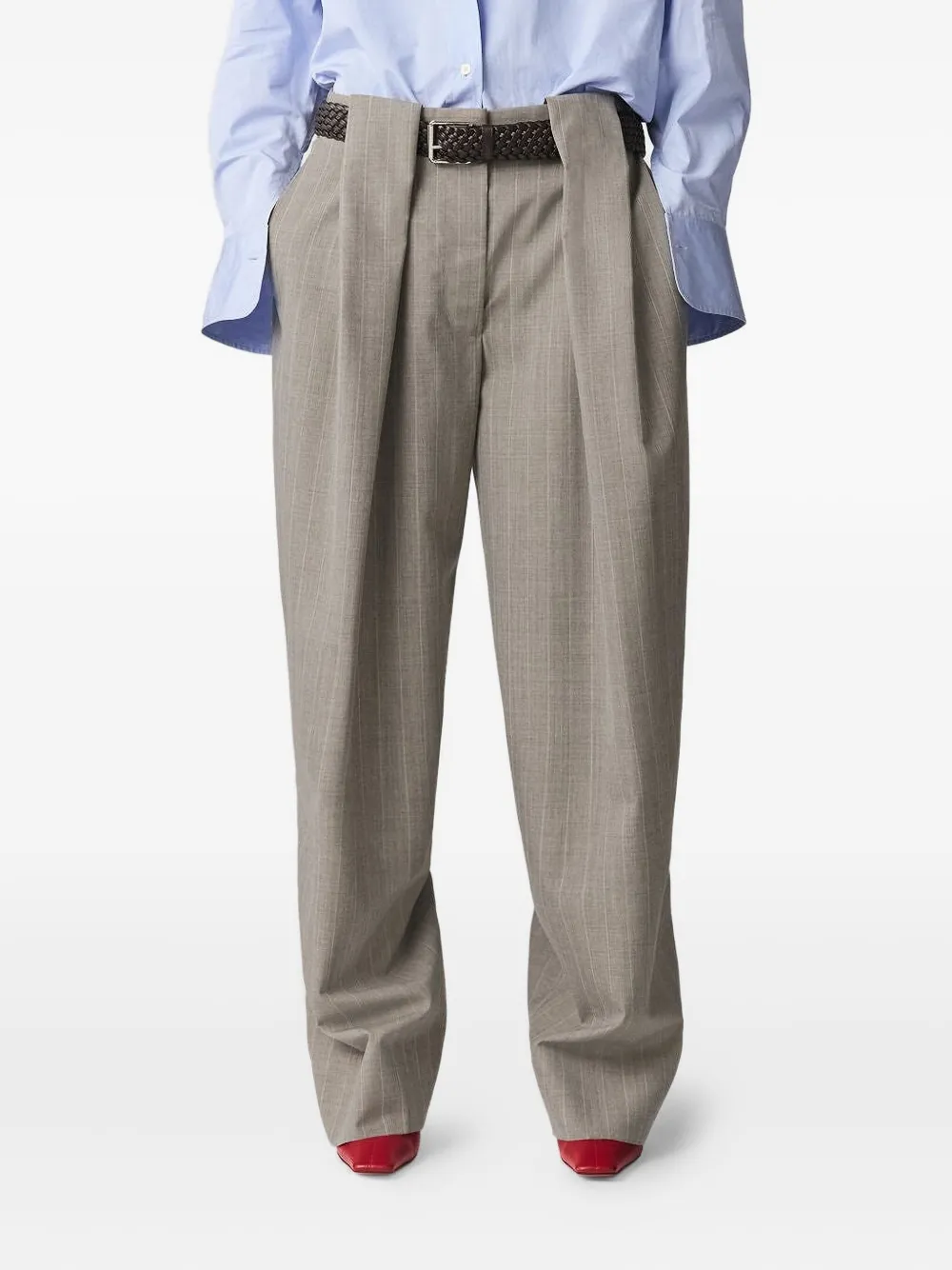 Stella McCartney pinstripe pleated trousers Grijs