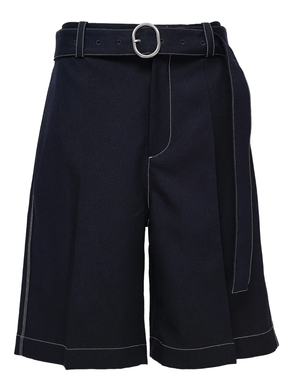 Jil Sander Geplooide shorts met riem Blauw