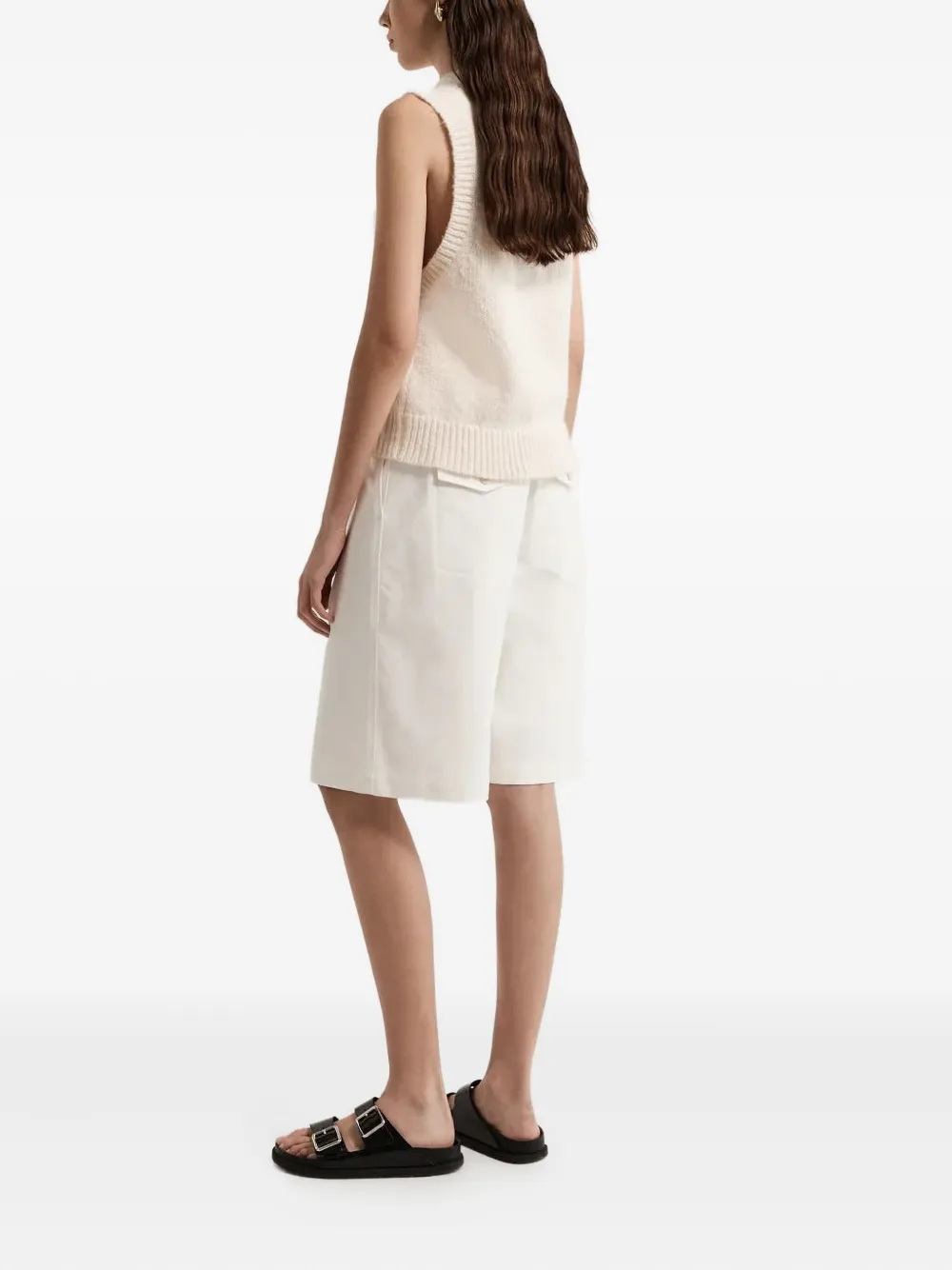 Lee Mathews Parker geplooide shorts met gestrikte taille Wit