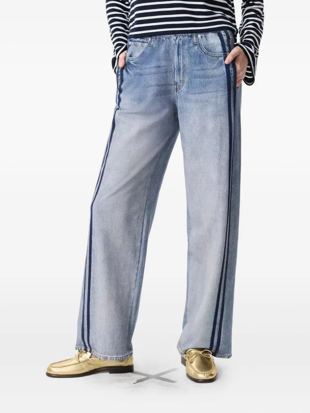 rag & bone Miramar Terry jeans met zijstreep Blauw