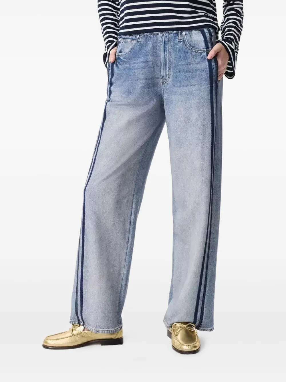 rag & bone Miramar Terry side-stripe jeans | Wide-Leg Jeans | Image 2