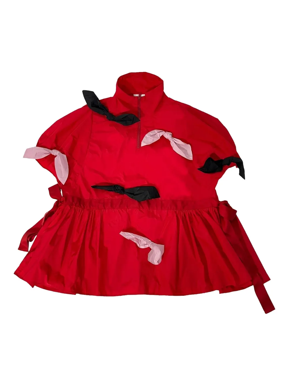 Caroline Hu Bow-embellished Peplum Top In Red