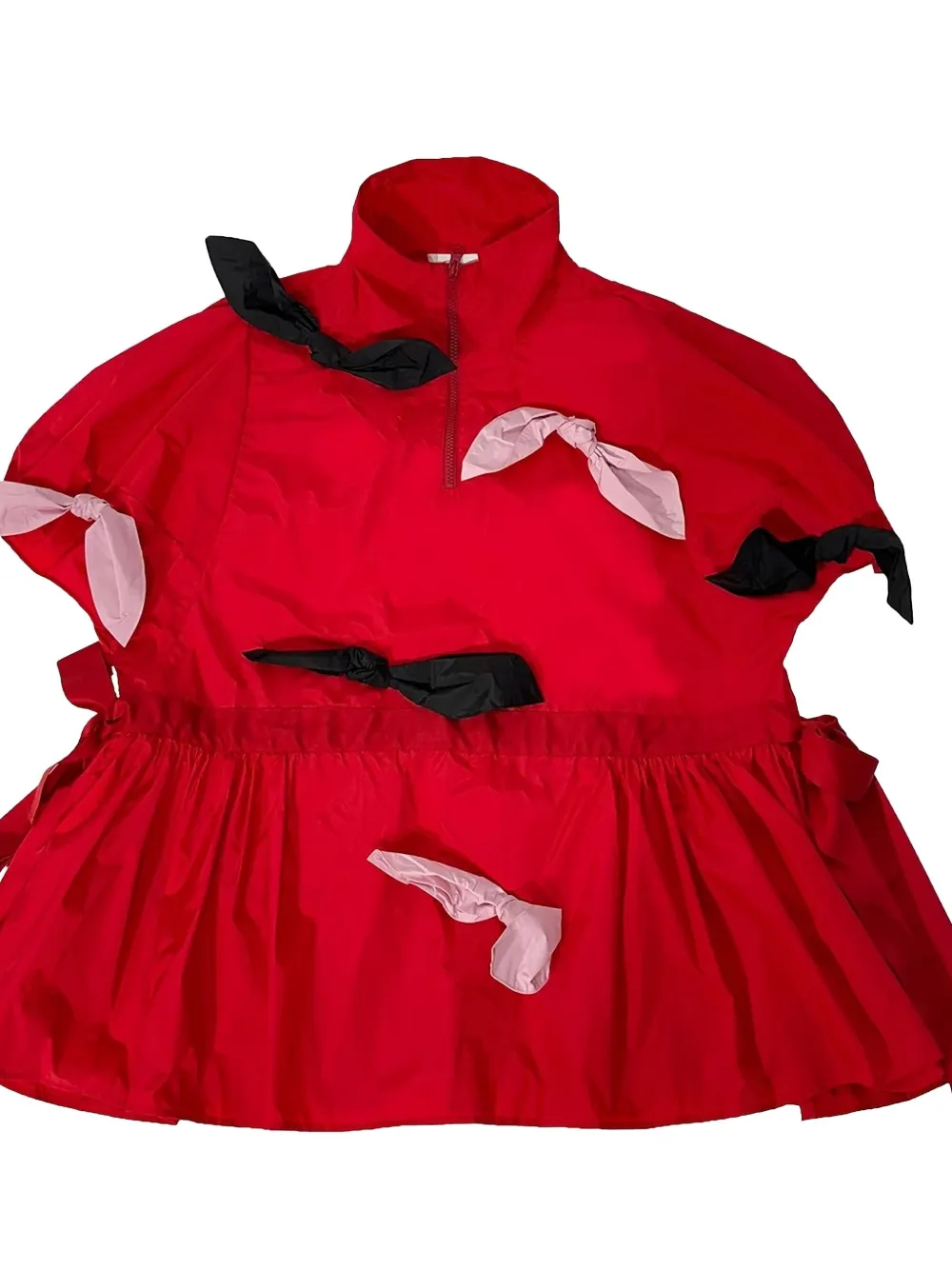 Caroline Hu Bow-embellished Peplum Top In Red