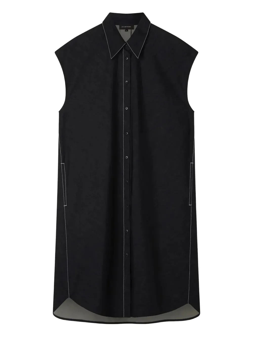 Lee Mathews Mitchell sleeveless shirtdress Zwart