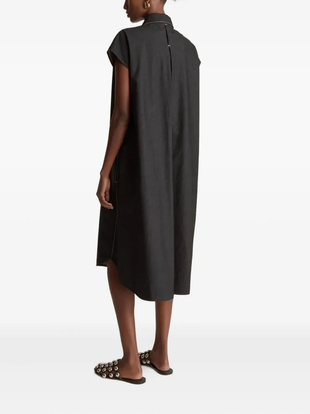 Lee Mathews Mitchell sleeveless shirtdress Zwart