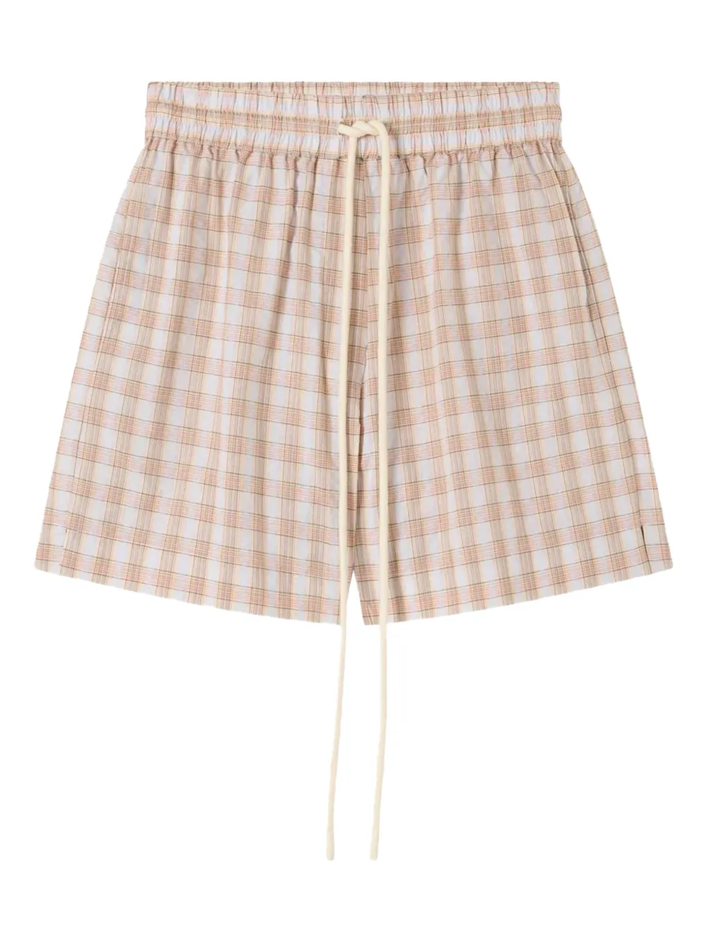 Lee Mathews Gingham Drawstring Short Shorts In Pink