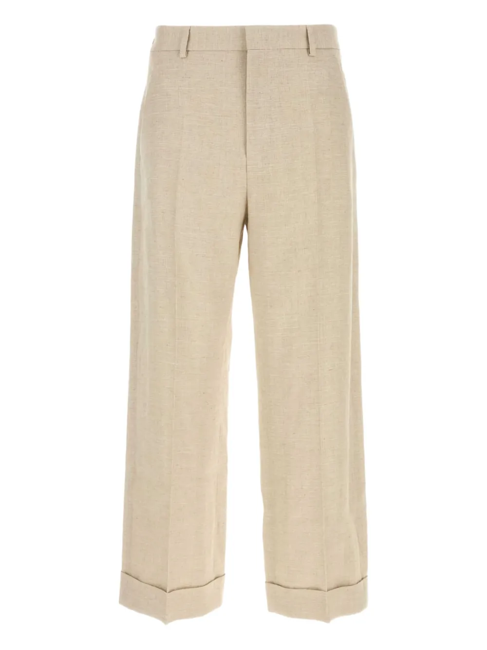 Valentino Garavani linen blend cuffed trousers Beige