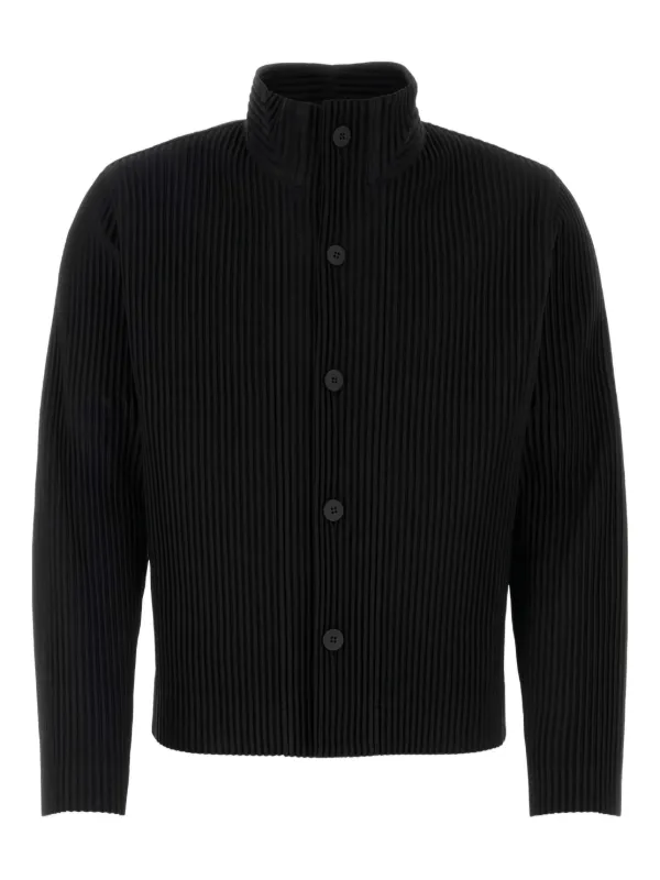 Homme Plissé Issey Miyake Pleated button-up Jacket | Black | FARFETCH