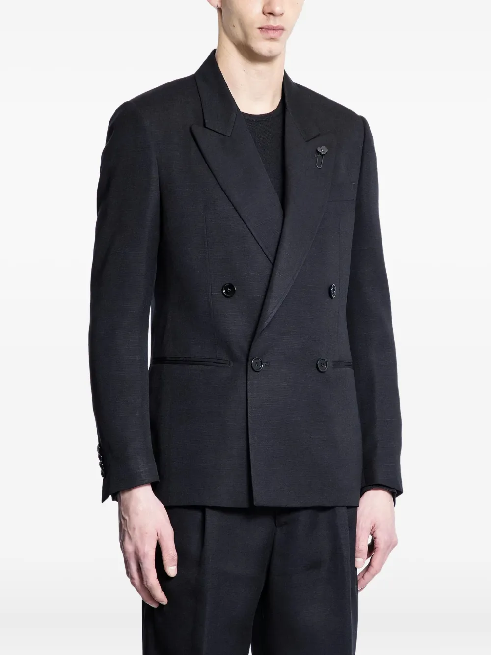 Lardini Double-breasted Blazer In Black