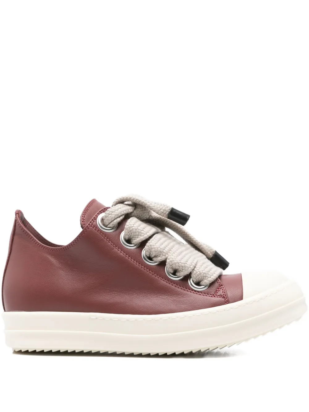 Rick Owens Leather Lace-up Sneakers In Red
