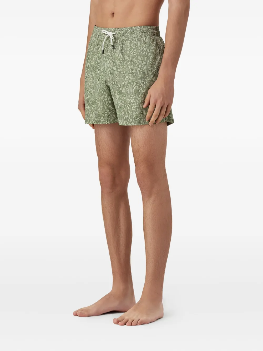 Canali Printed Drawstring Swim Shorts In Green