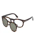 TOM FORD Eyewear clip-on round-frame glasses - Brown