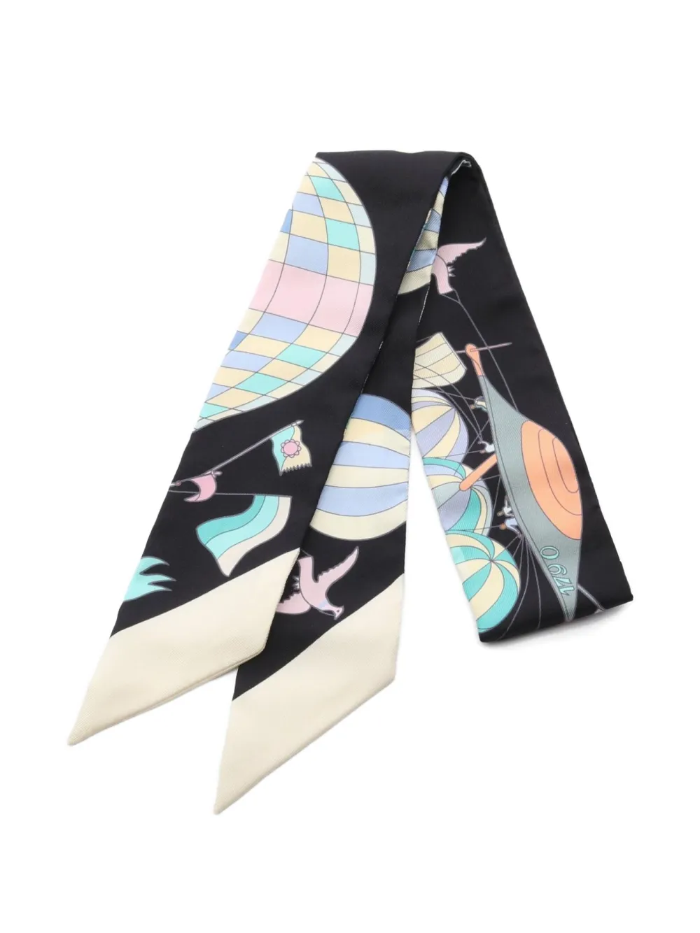 Hermès Pre-Owned 2021 Les Folies do Ciel シルク スカーフ - ブラック Hermès Pre-Owned 2021 Les Folies do Ciel シルク スカーフ - ブラック