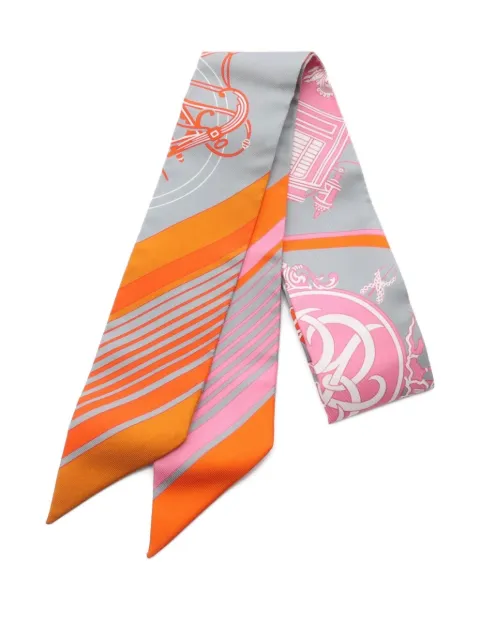 Hermès Pre-Owned 2021 Ex-libris ribbon silk scarf