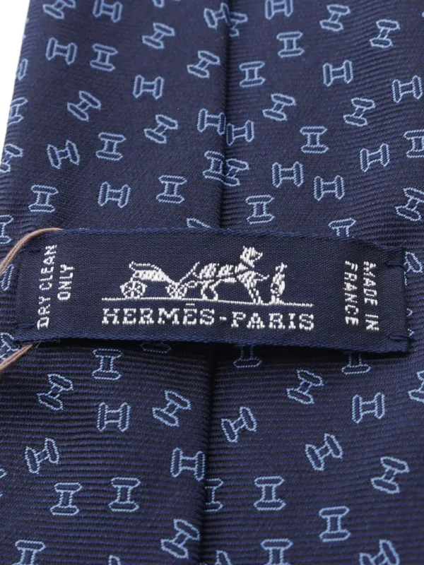 Hermès ネクタイ 青 Hパターン Hermès Pre-Owned 2021 Hパターン シルクネクタイ | ブルー