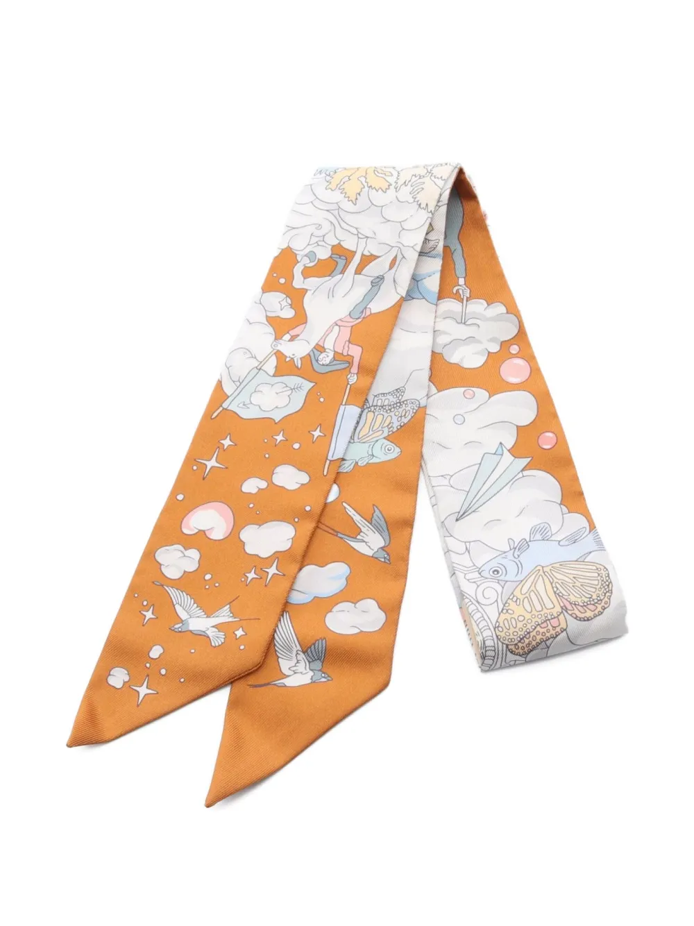 Hermès Pre-Owned 2021 SUR MON NUAGE silk scarf | Orange | Image 1