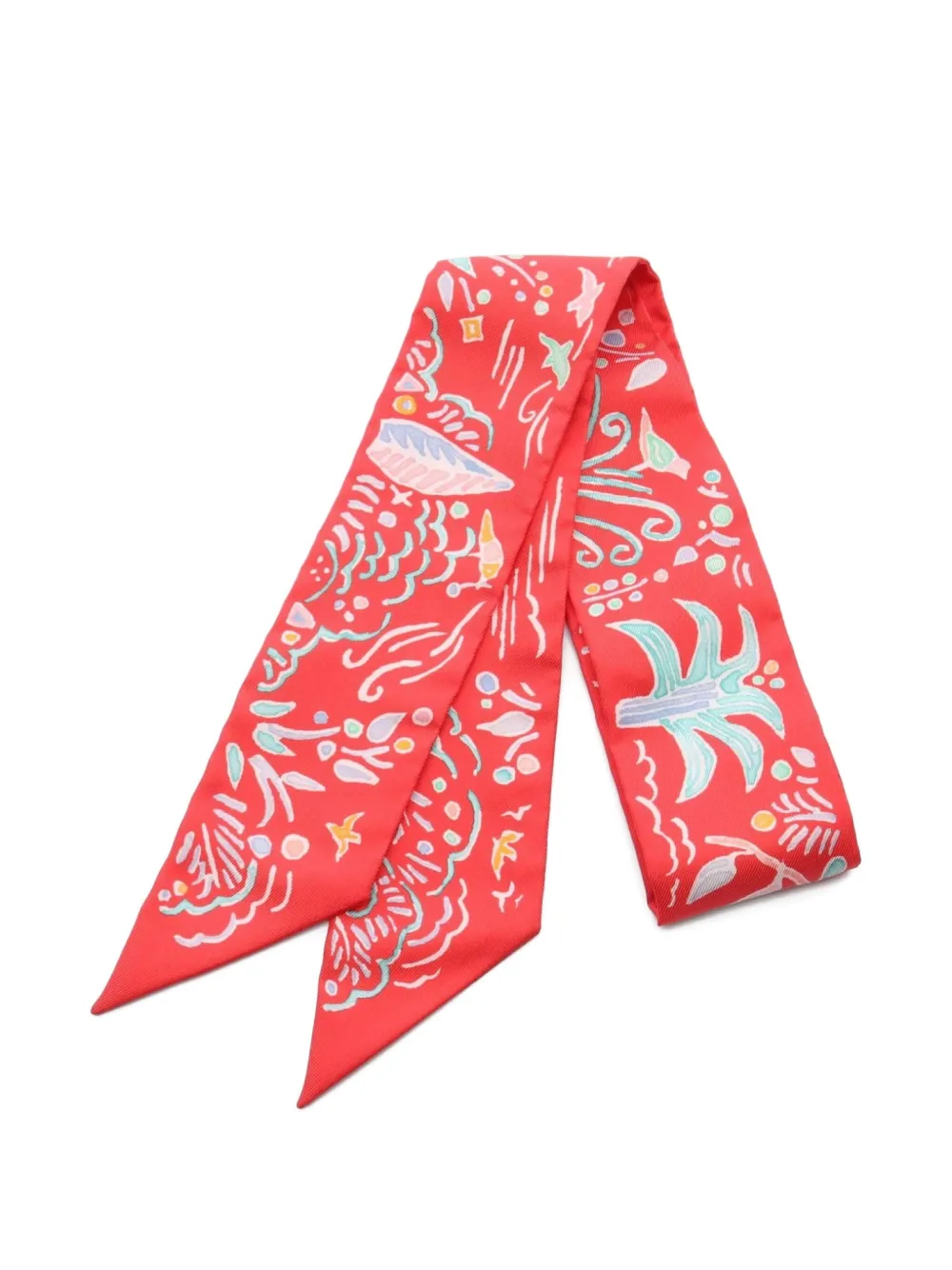 Hermès Pre-Owned 2021 Isola Primavera ribbon silk scarf | Red | Image 1