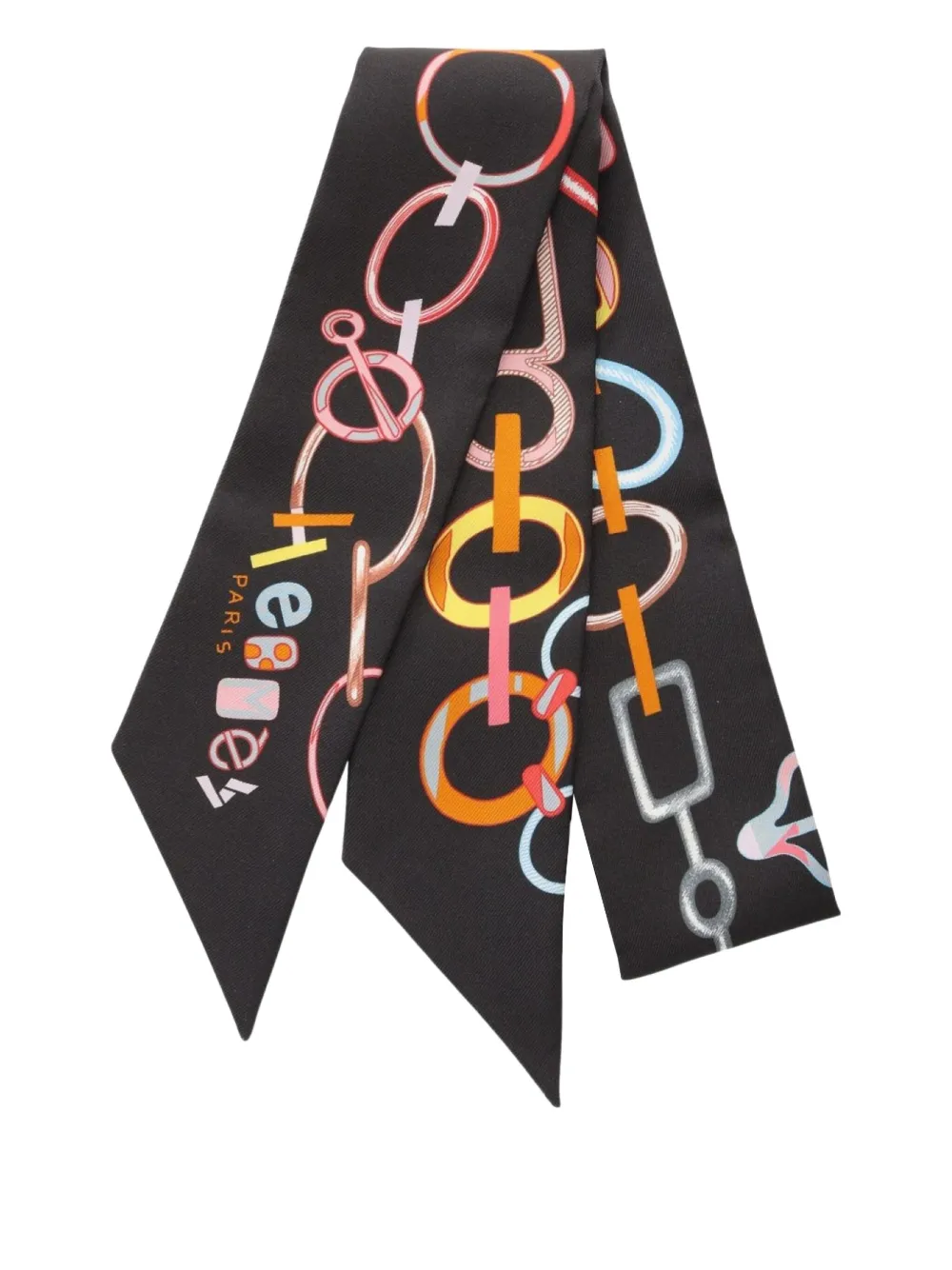 Hermès Pre-Owned 2021 DO RE BOUCLES ribbon silk scarf | negro | Image 1