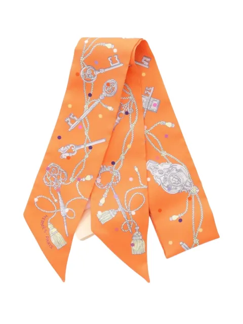 Hermès Pre-Owned 2021 Les Cles a Pois ribbon scarf silk