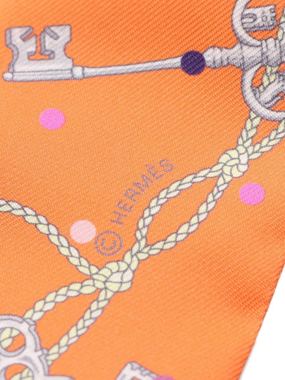 Hermès Pre-Owned 2021 Les Cles a Pois ribbon scarf silk | Image 2