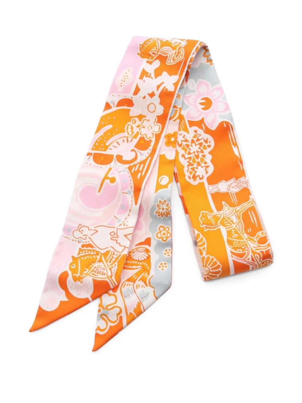 Hermès Pre-Owned 2021 Bingata ribbon scarf | Orange | Image 1