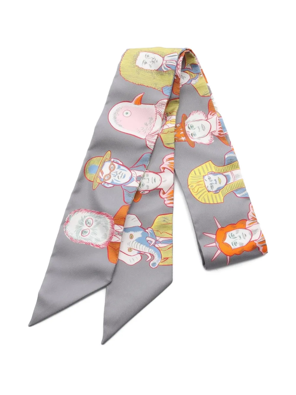 Hermès Pre-Owned 2021 Dress Code ribbon silk scarf | Grey | Image 1