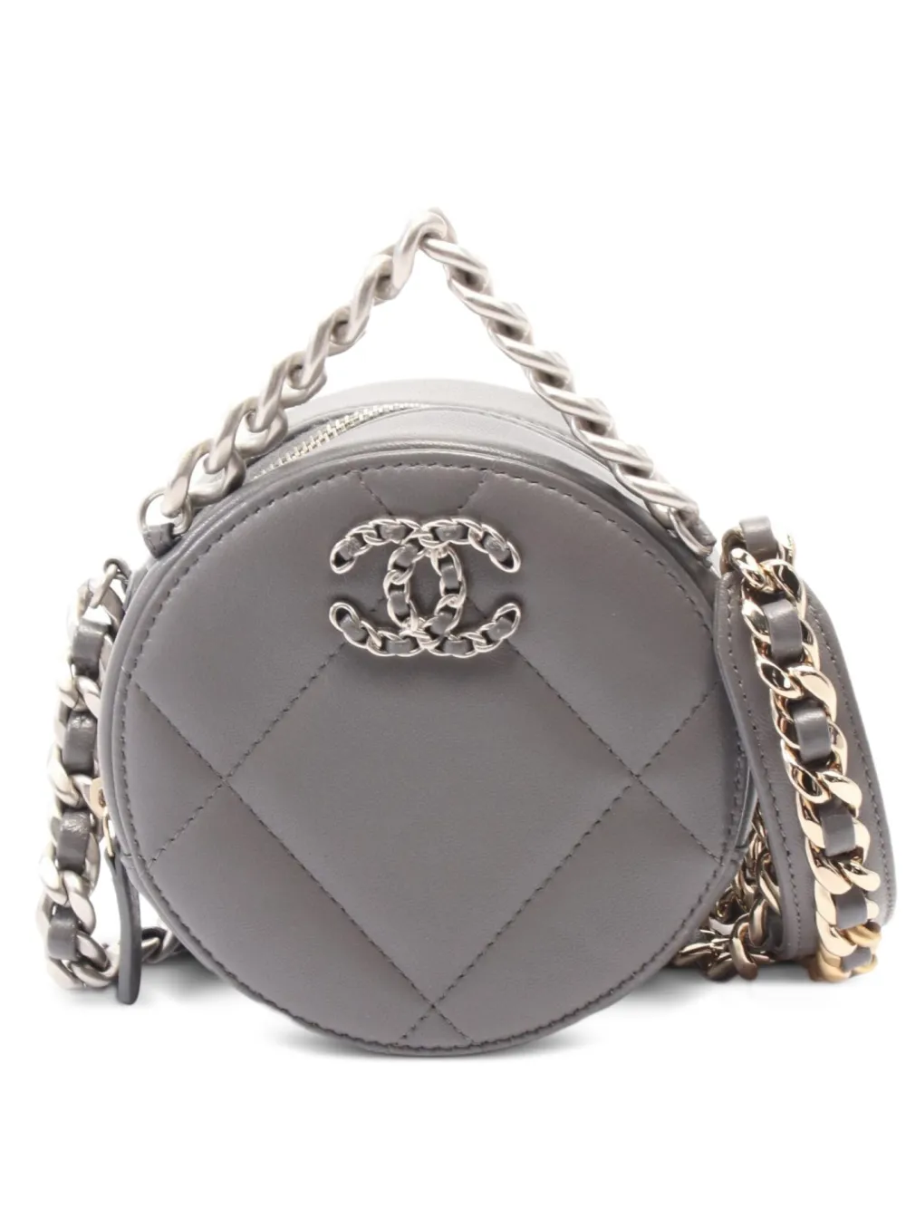 CHANEL Pre-Owned 2021 シャネル 19 ラウンド ショルダーバッグ - グレー CHANEL Pre-Owned 2021 シャネル 19 ラウンド ショルダーバッグ - グレー
