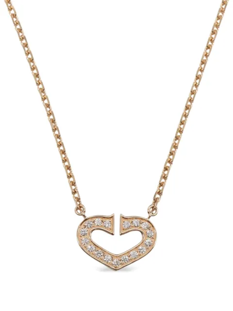 Cartier 2010s 18K rose gold C Heart diamond necklace