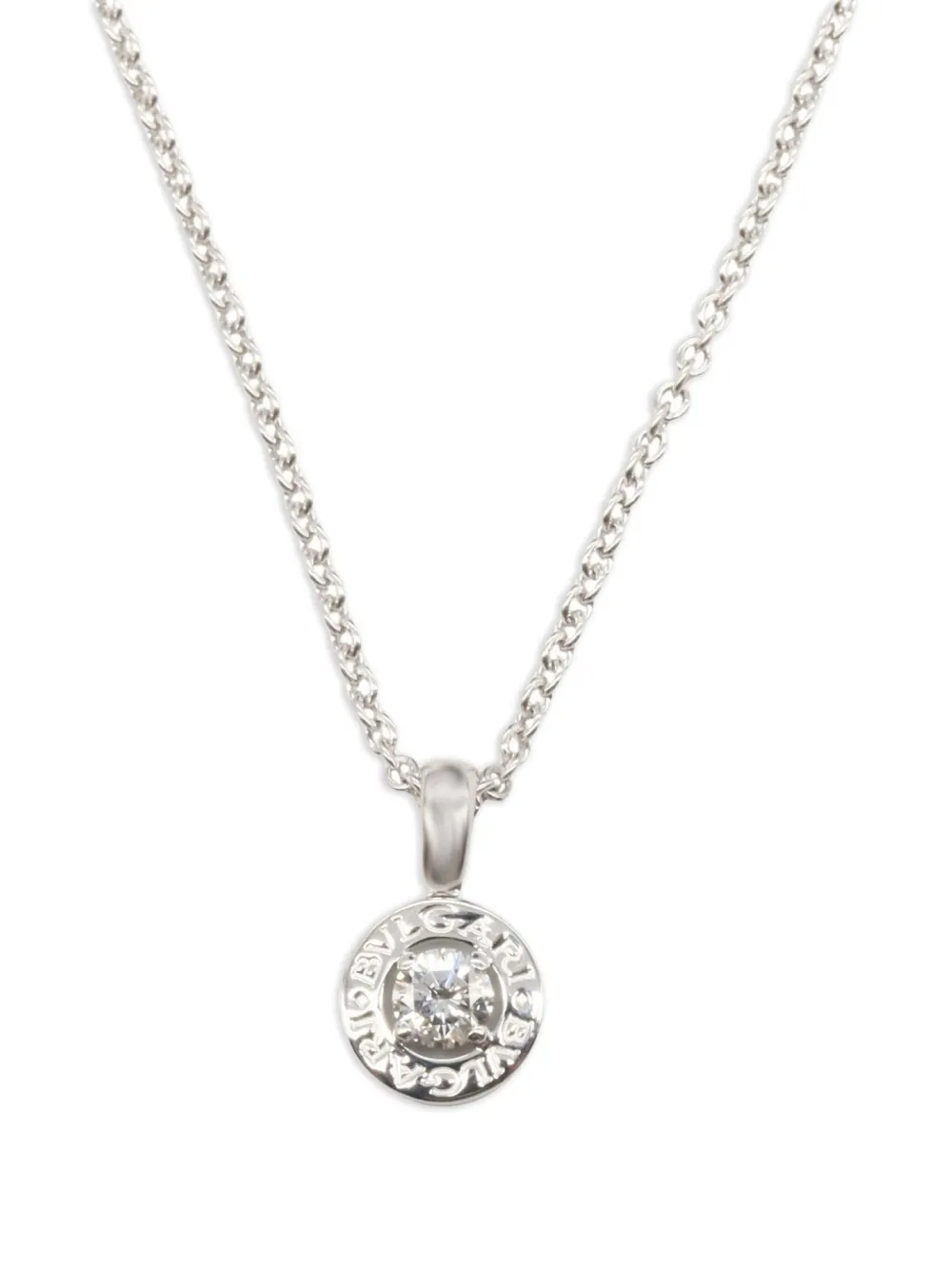 Bvlgari Pre-Owned 2010s 18K white gold pendant diamond necklace | White | Image 1