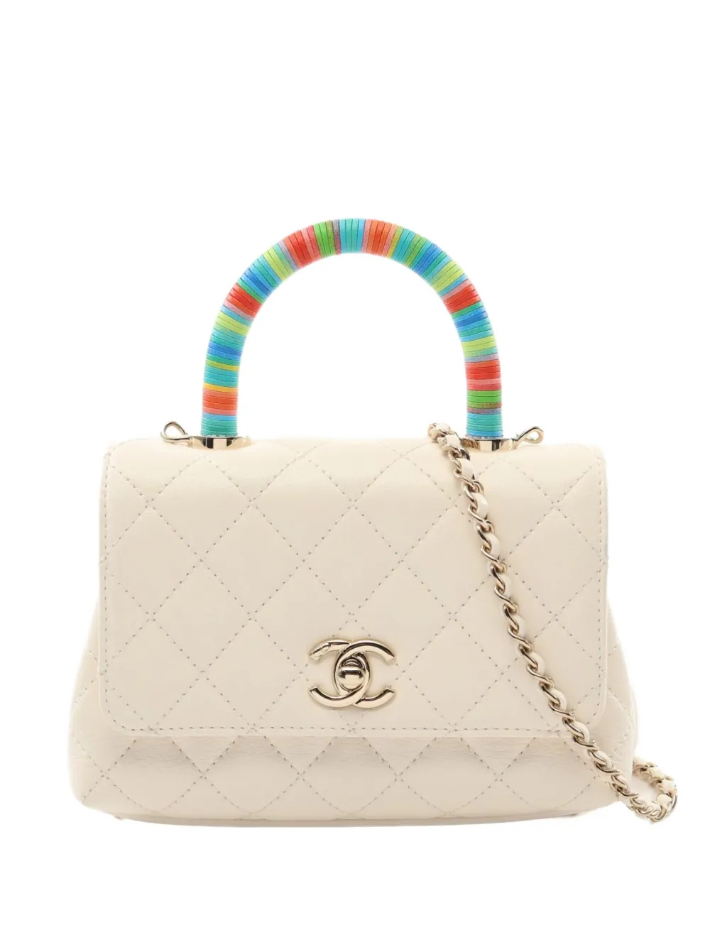 CHANEL Pre-Owned 2021-2022 ココマーク ハンドバッグ - ホワイト CHANEL Pre-Owned 2021-2022 ココマーク ハンドバッグ - ホワイト