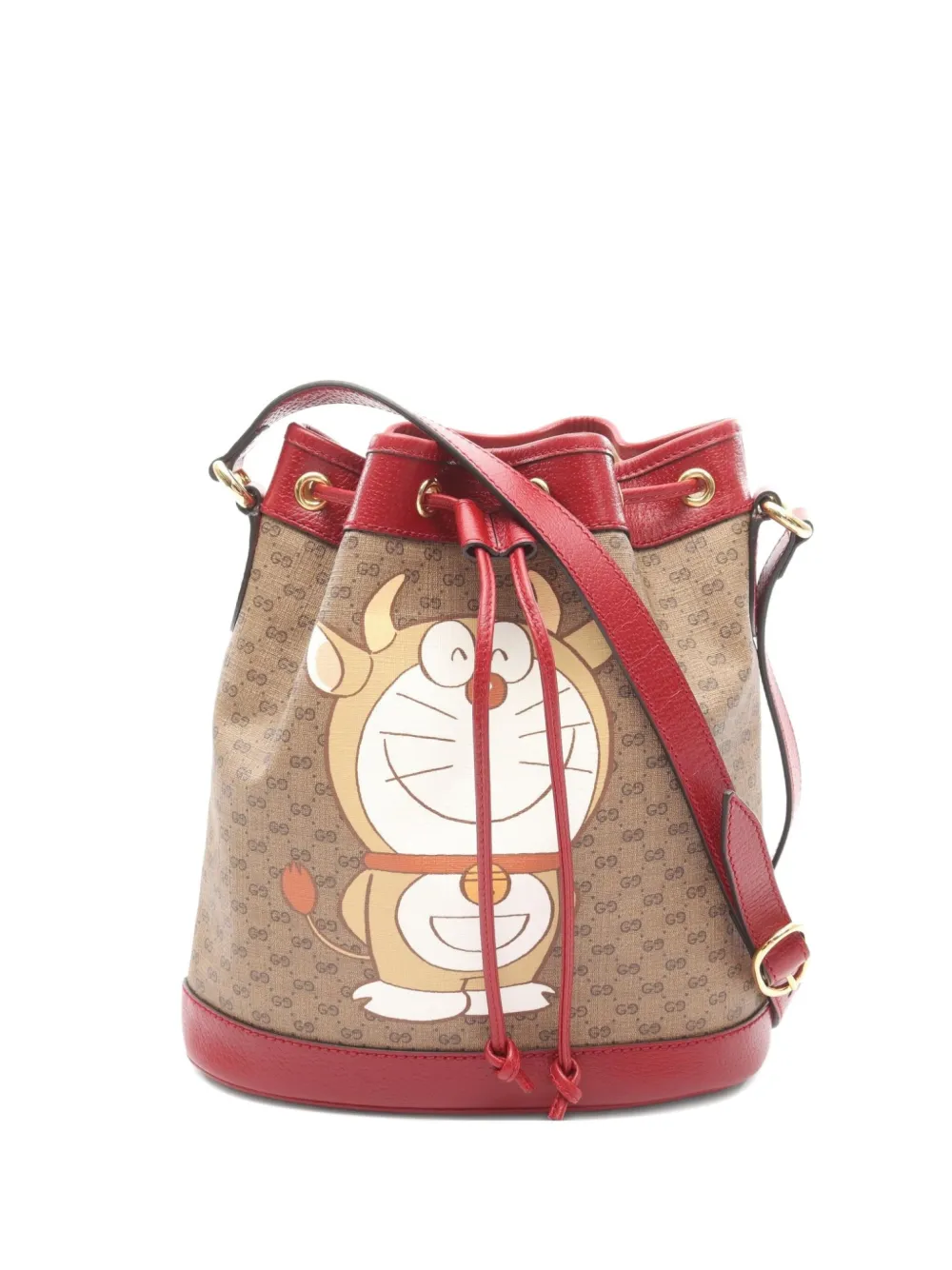 Gucci Pre-Owned × Doraemon GGパターン バケットバッグ S - ブラウン Gucci Pre-Owned × Doraemon GGパターン バケットバッグ S - ブラウン