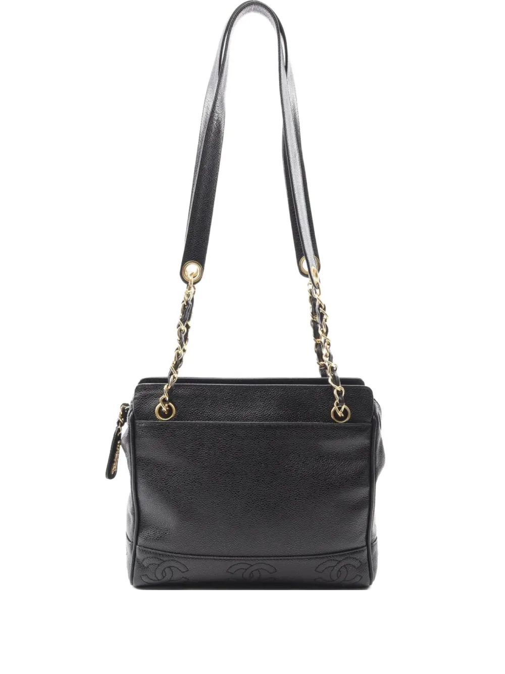 CHANEL Pre-Owned 1996-1997 トリプル ココマーク チェーン ショルダーバッグ - ブラック CHANEL Pre-Owned 1996-1997 トリプル ココマーク チェーン ショルダーバッグ - ブラック