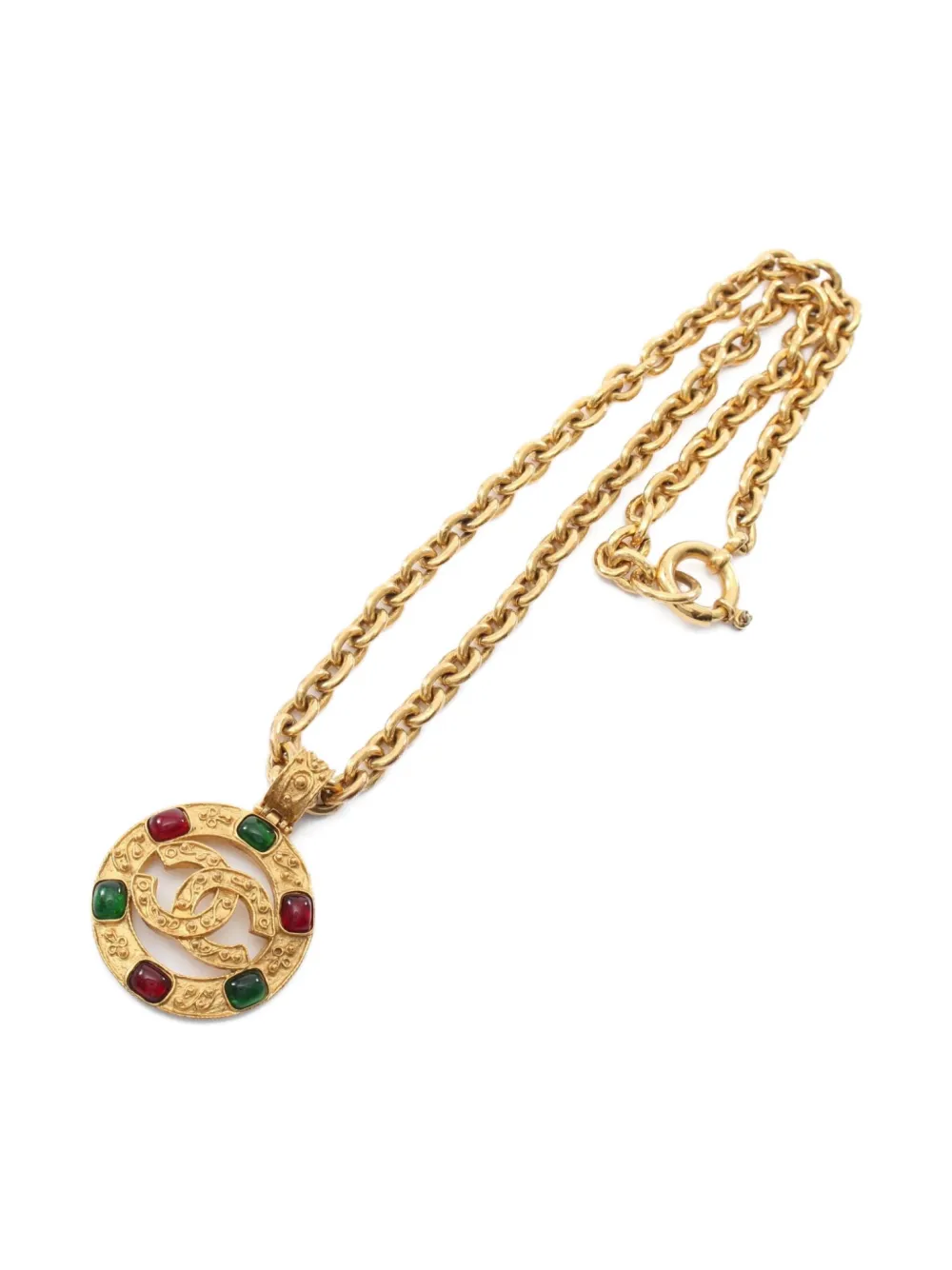 CHANEL Pre-Owned 1986 ラインストーン ココマーク ネックレス - ゴールドトーン CHANEL Pre-Owned 1986 ラインストーン ココマーク ネックレス - ゴールドトーン