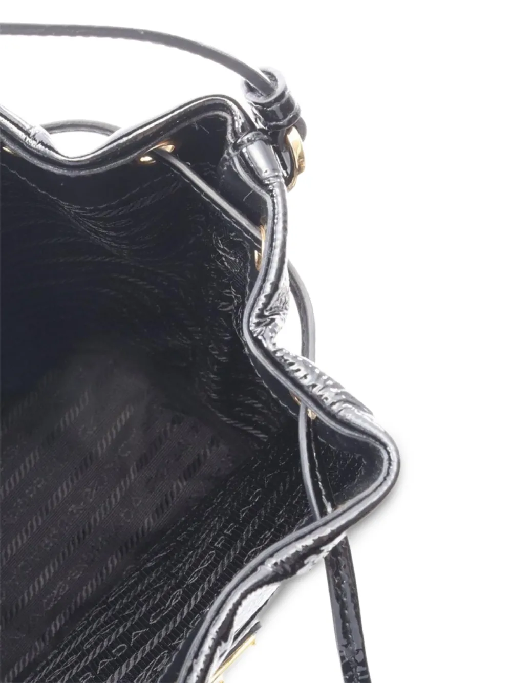 送料関税込♪【PRADA】Black Naplak Duet Bucket Bag Black Prada Duet Naplak Patent Leather Bucket Bag | PRADA