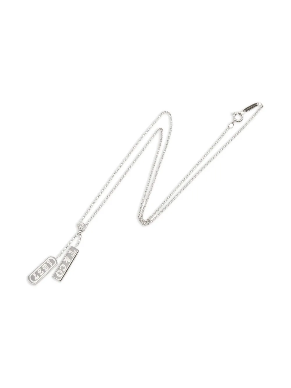 Tiffany & Co. Pre-Owned 2010s 18K white gold 1837 Double Bar diamond necklace | Image 2
