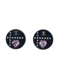 CHANEL Pre-Owned 2004 crystal-heart earrings - Black