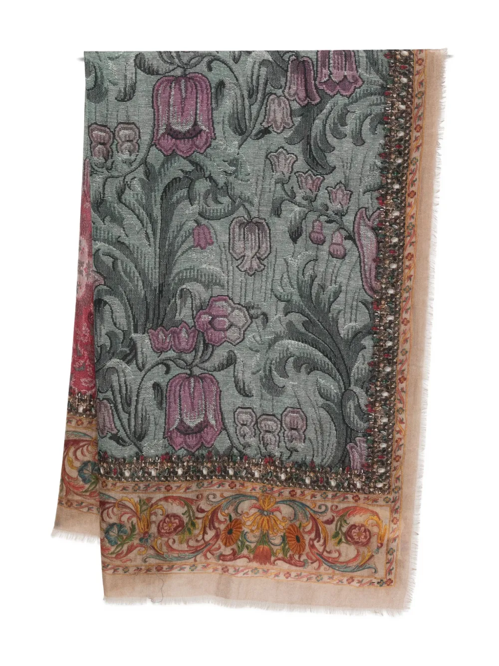 Pierre-Louis Mascia Euclide sjaal met bloemen jacquard Bruin