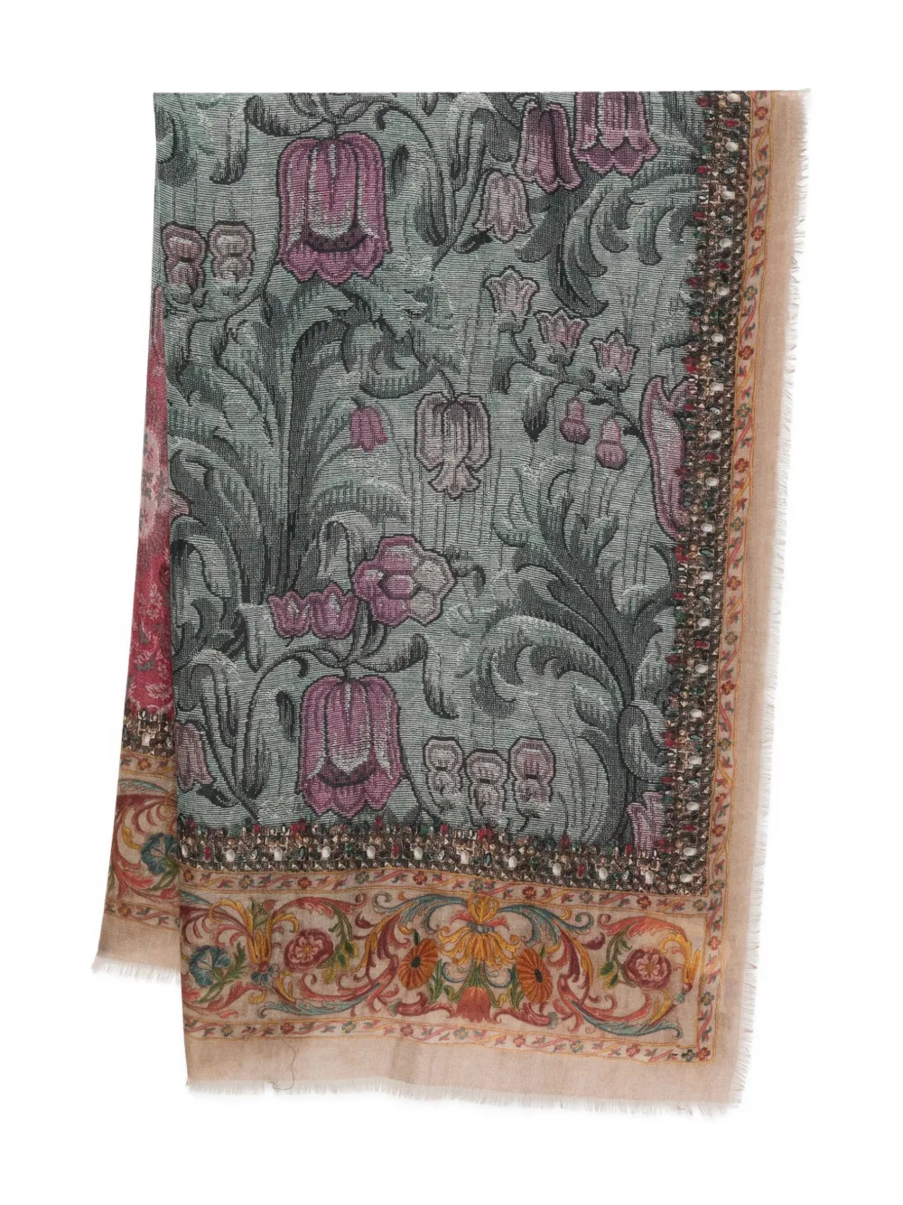 Pierre-Louis Mascia Euclide sjaal met bloemen jacquard Bruin