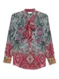 Pierre-Louis Mascia floral-print pussy-bow shirt - Green