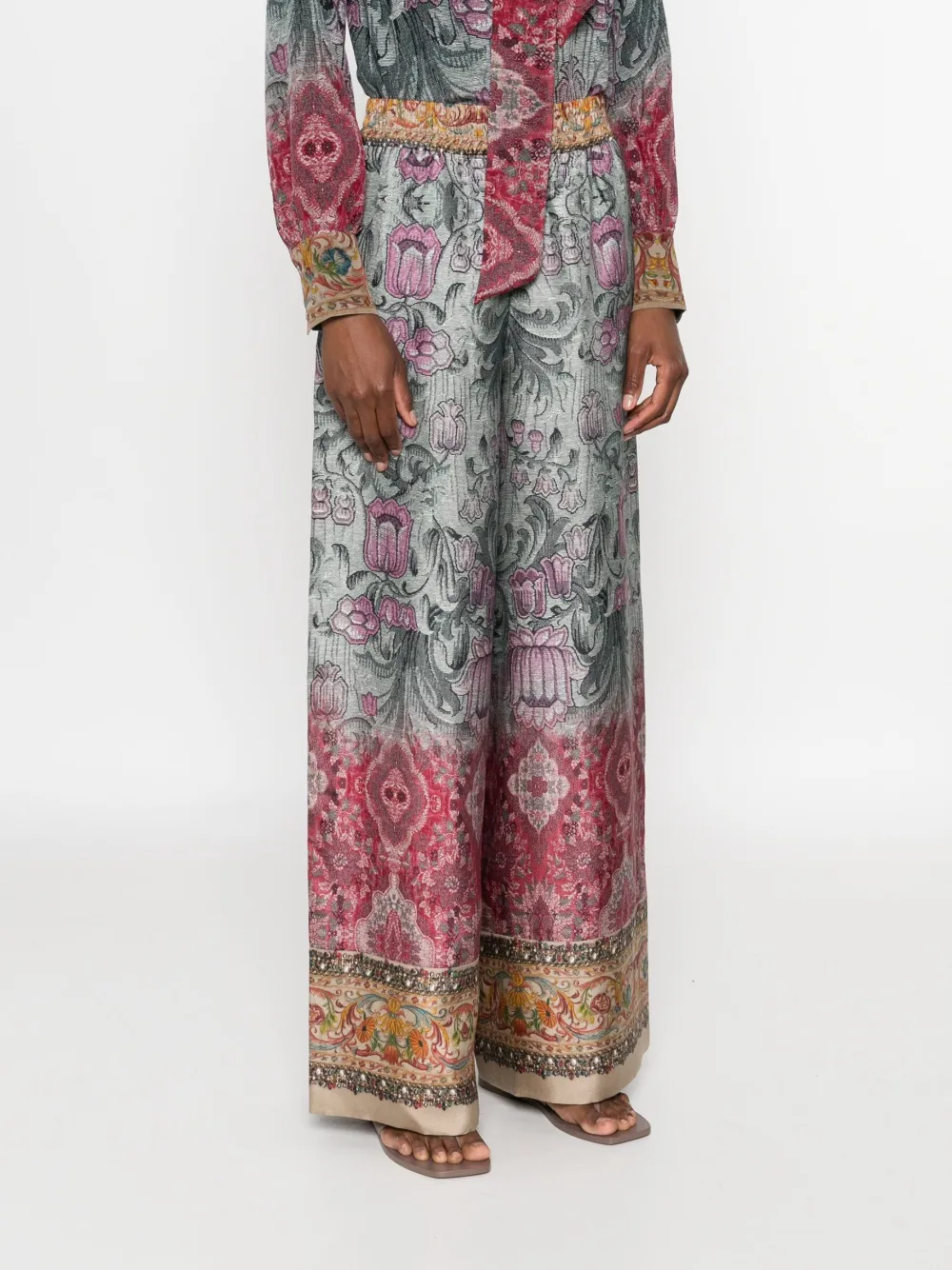Pierre-Louis Mascia Broek met bloemenprint Groen