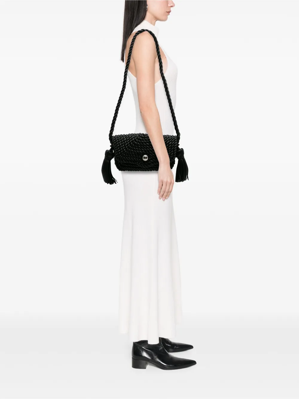 Pre-owned Bottega Veneta 2012-2024 Lambskin Torchon Classic Tasseled Twisted Crossbody Bag