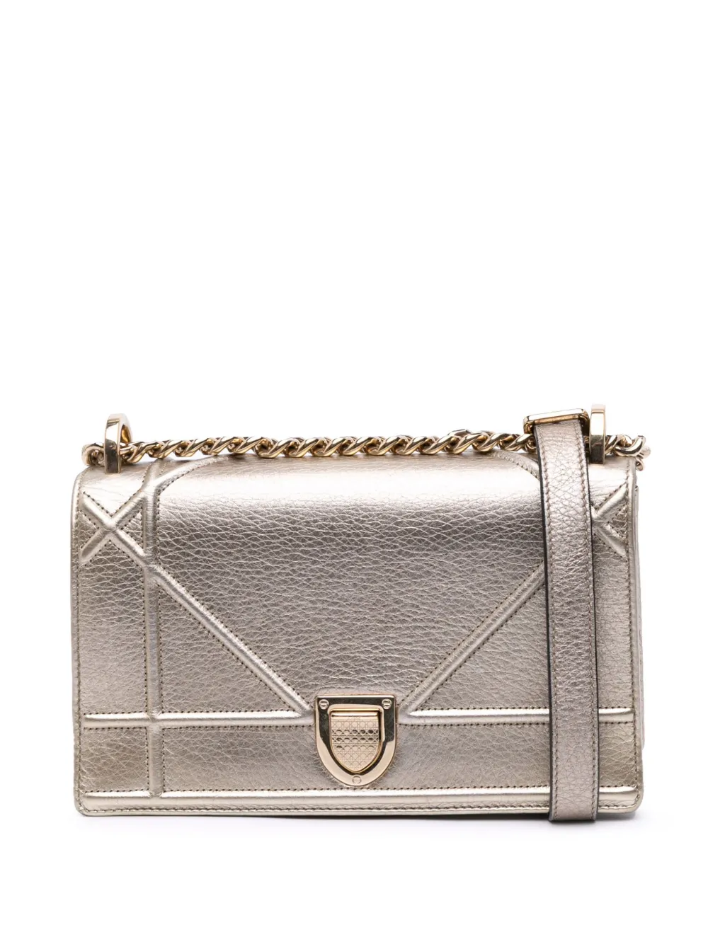 Christian Dior Pre-Owned 2017 Small Metallic Grained Calfskin Diorama Flap crossbody bag | Gold | Image 1