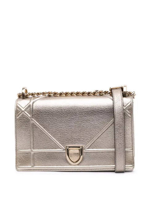 Christian Dior Pre-Owned شنطة كروس 'ديوراما فلاب' صغيرة ميتاليك بجلد محبب 2017