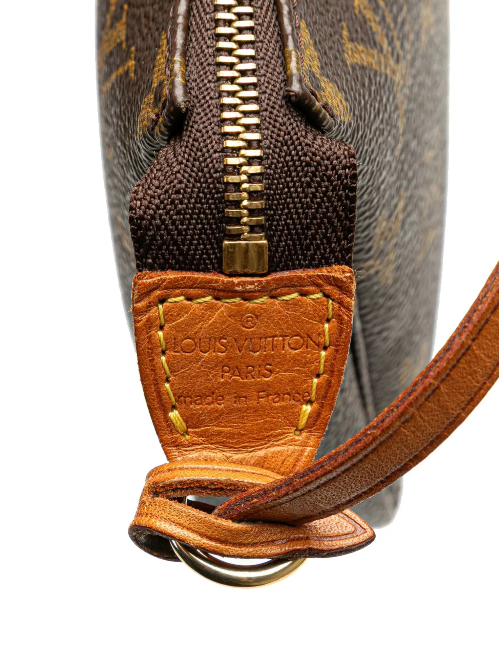 Pre-owned Louis Vuitton 2001 Monogram Pochette Accessoires Shoulder Bag In Brown