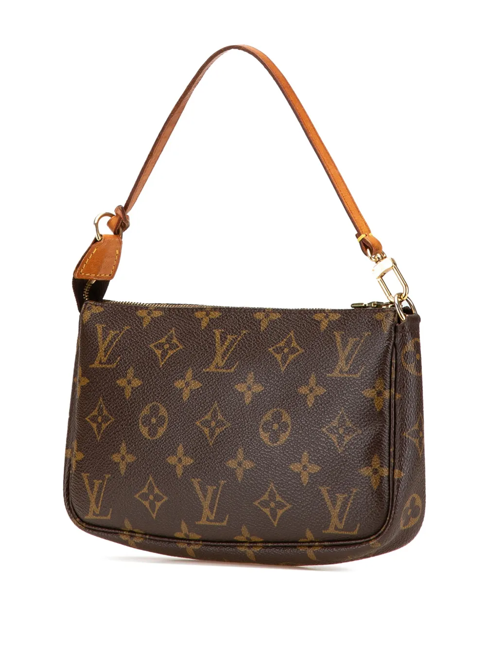 Pre-owned Louis Vuitton 2001 Monogram Pochette Accessoires Shoulder Bag In Brown