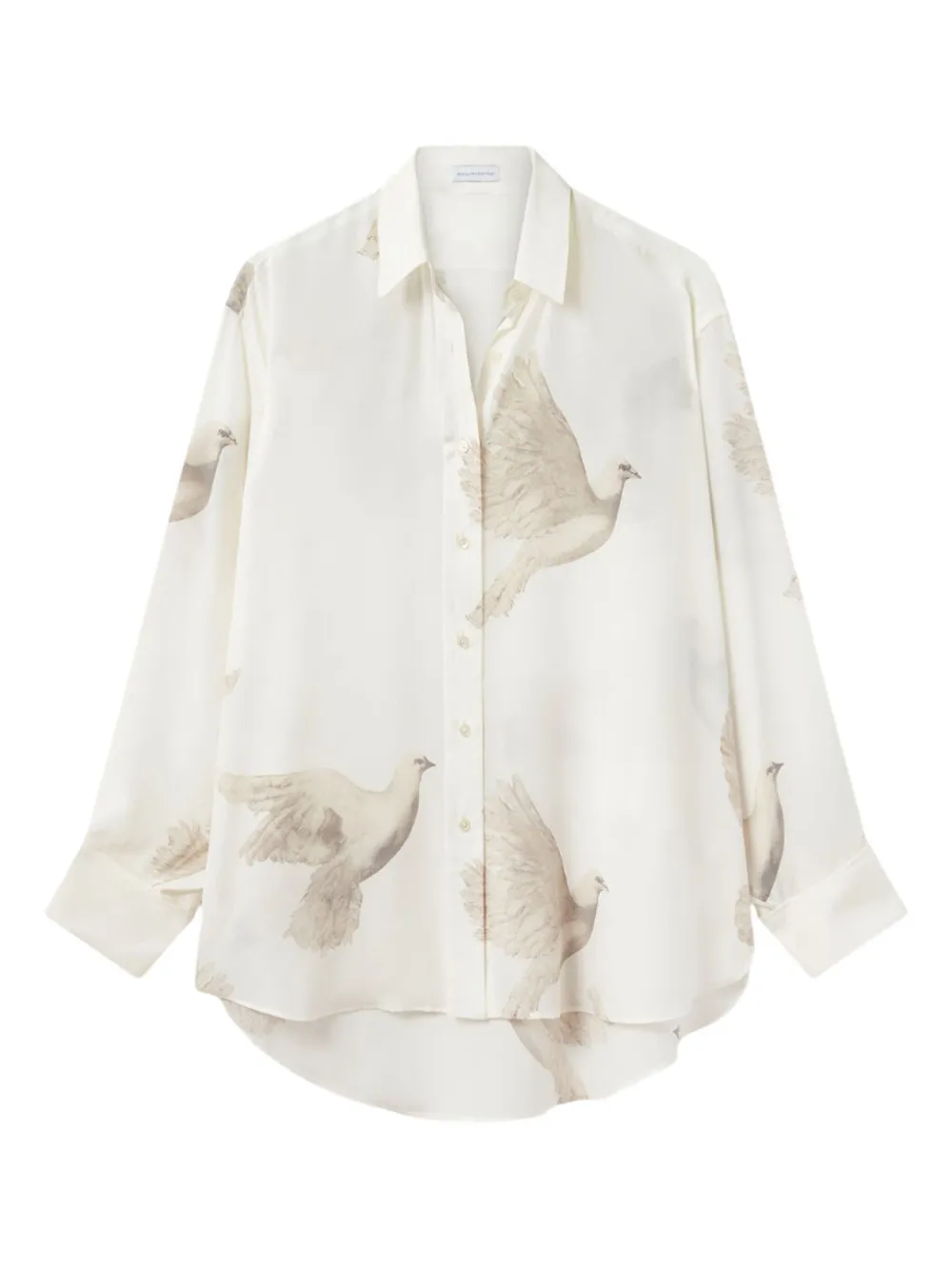 Stella Mccartney Bird Print Oversized Silk Top In White