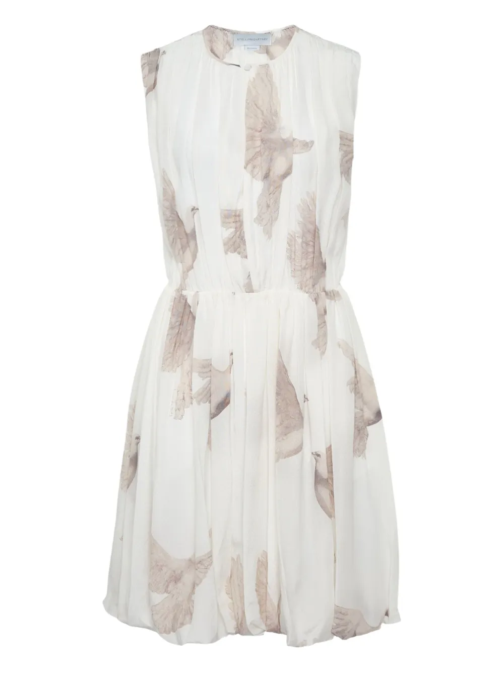 Stella McCartney bird-print gathered midi dress Beige