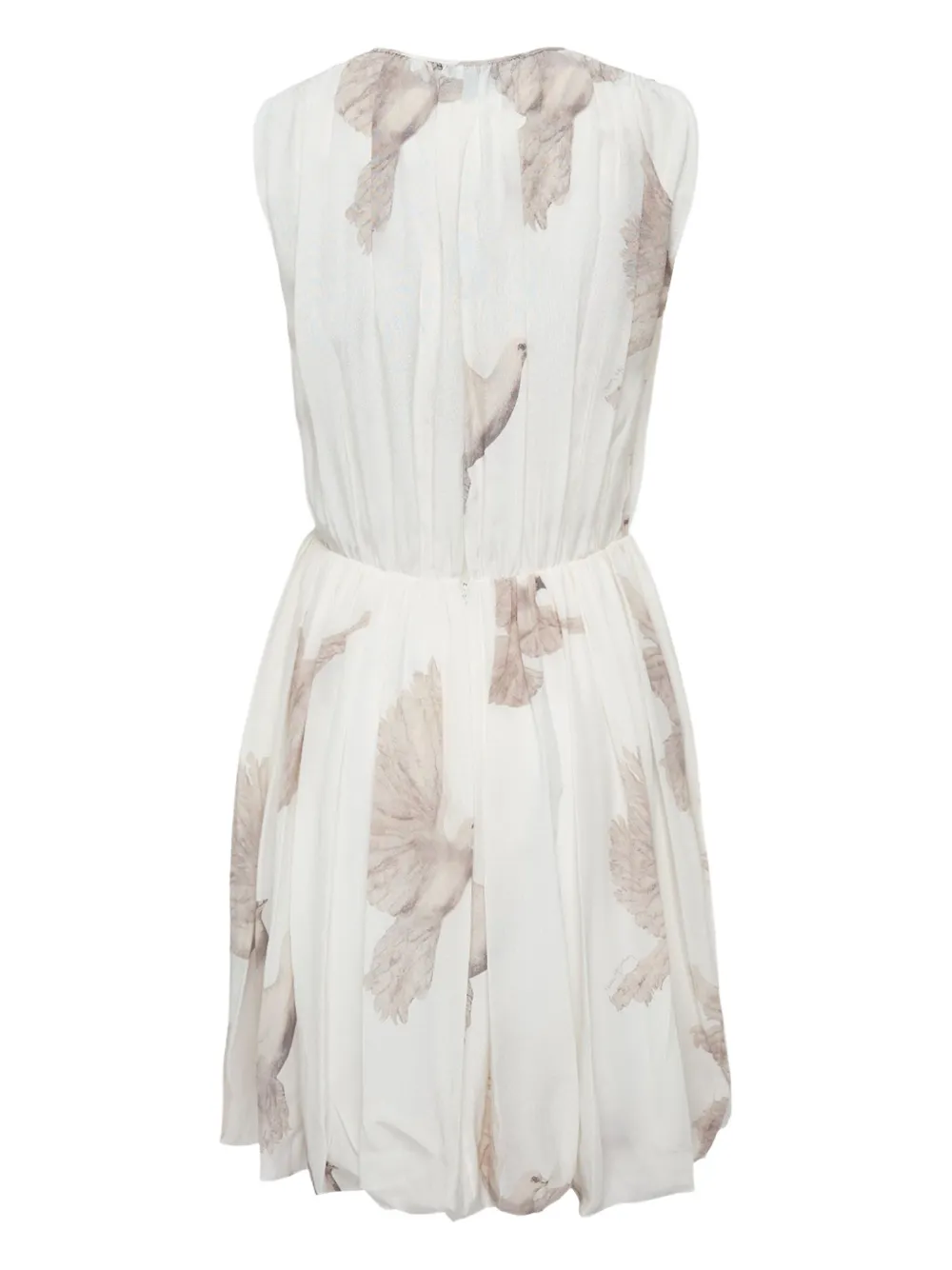 Stella McCartney bird-print gathered midi dress Beige